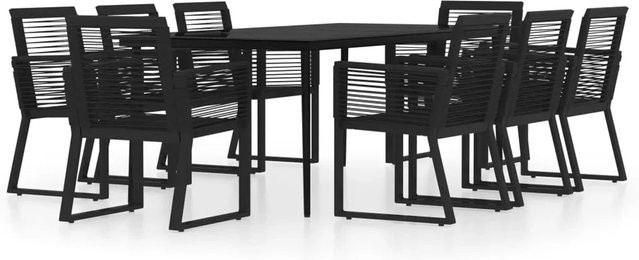 vidaXL 9-teilige Garten-Essgruppe aus Stahl und Glas in Schwarz - Bild 1