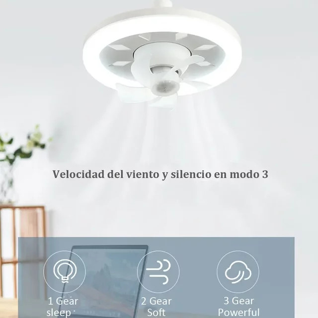 JOYINLED Deckenventilator mit LED-Licht und Fernbedienung, weißer Kronleuchter mit E27 Fassung und 360 Grad Rotation - Bild 1