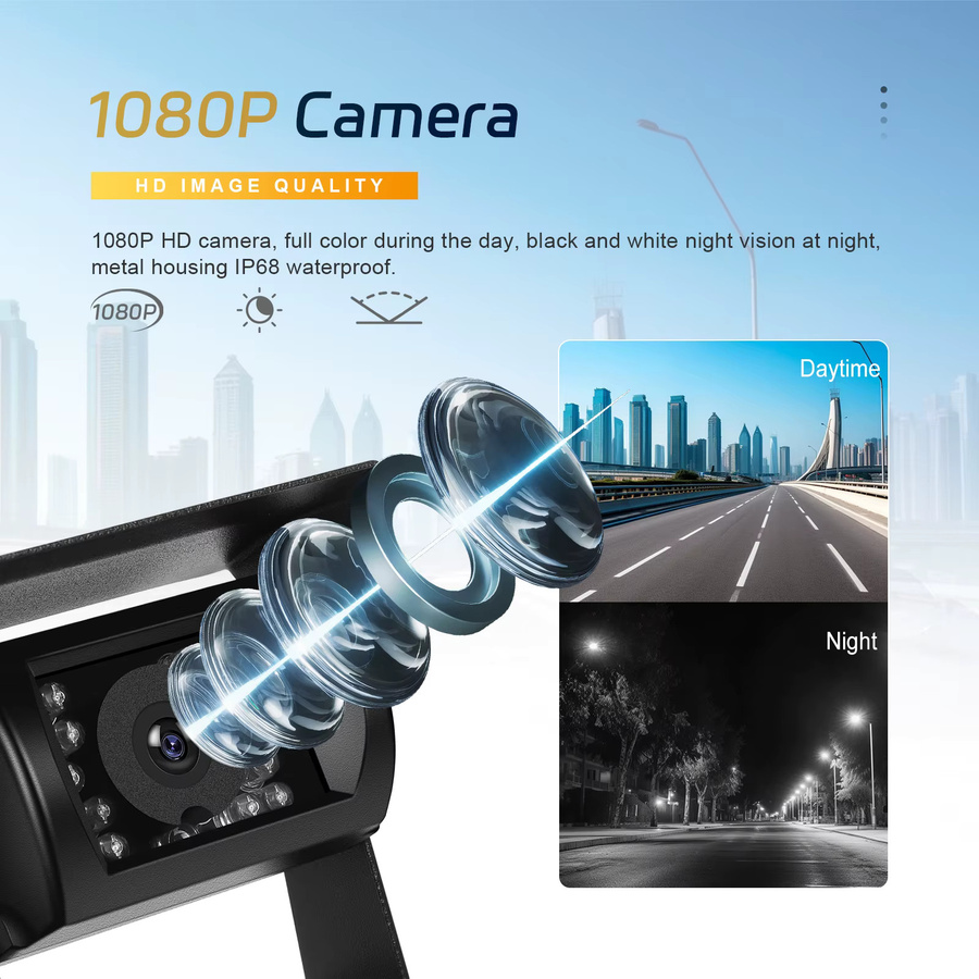 Camecho 7 Zoll IPS Auto Monitor mit drahtloser AHD Rückfahrkamera und Nachtsicht in Schwarz für Lkw, Anhänger und Wohnmobile - Bild 5