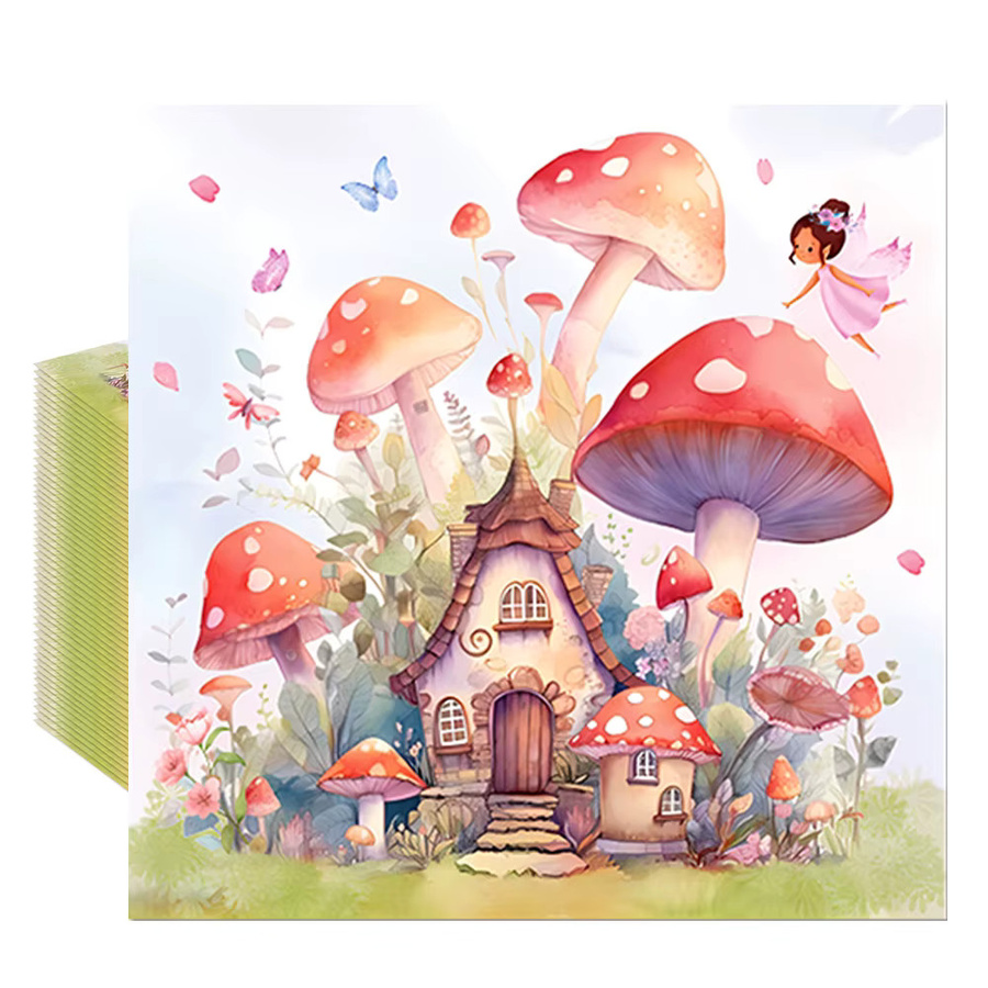 PartiesTour Feen-Papierservietten mit Blumen- und Verzauberter Wald Motiv für deine Garten-Geburtstagsdekoration - Bild 1