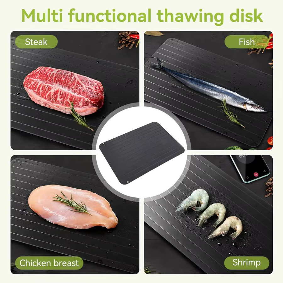 FEB.WIND Aluminium Auftautablett in Silber, rechteckiges Auftauplateau für Fleisch, Fisch und Gemüse - Bild 5