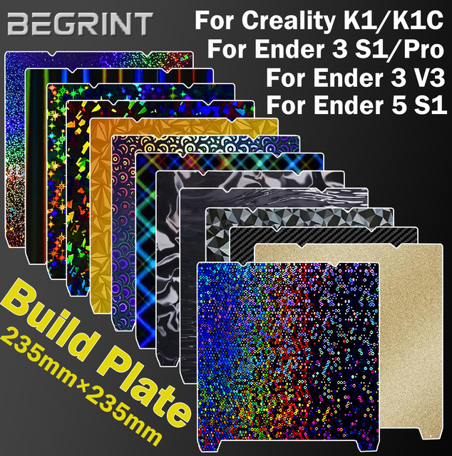 Creality PEI Bauplatte für K1, K1C, Ender 3 V3 SE, Ender 3 S1 Pro und Ender 5 S1, Farbe: Schwarz, B/T: 235 x 235 mm - Bild 1