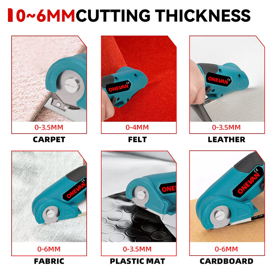 ONEVAN Akku-Elektrische Schere 800W Multifunktionale Hand-Stoffschere für Leder und Textilien Kompatibel mit Makita Akku - Bild 5