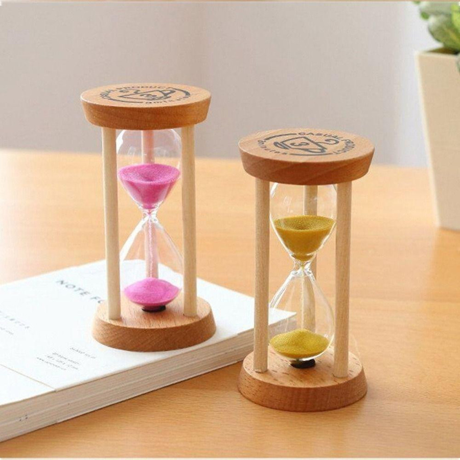 XUNYUa Runde Sanduhr aus Holz und Glas als Timer in Violett mit 3 Minuten Laufzeit - Bild 2