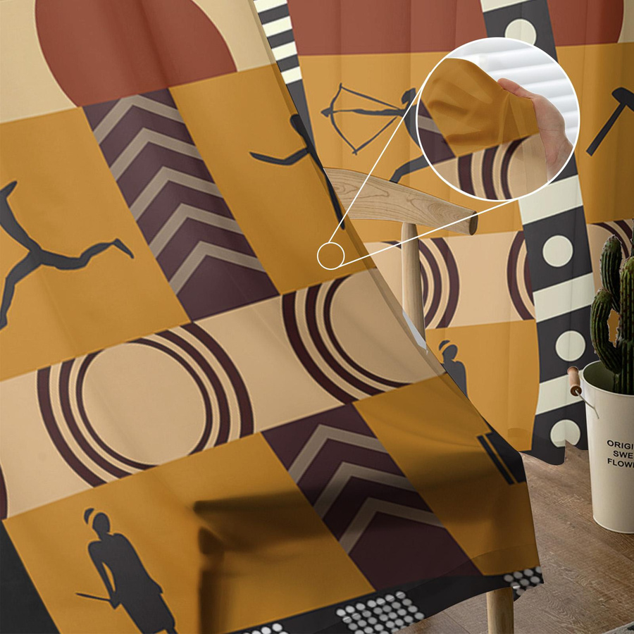 Yiran Furniture Transparente Voile-Vorhänge im Afrikanischen Stil mit Elefant und Giraffe, B: 135 cm, H: 115 cm - Bild 1