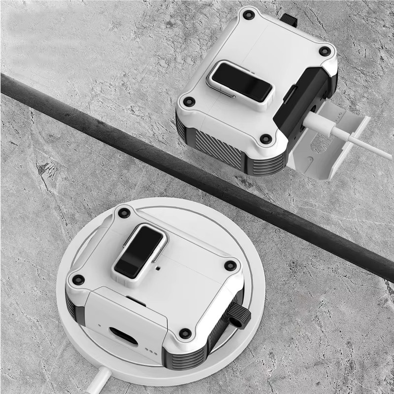 Schutzhülle für Apple AirPods 4 und AirPods Pro 3 mit Telefonhalterung und magnetischer Sicherheitsschnalle aus TPU und PC, Farbe: Weiß - Bild 3