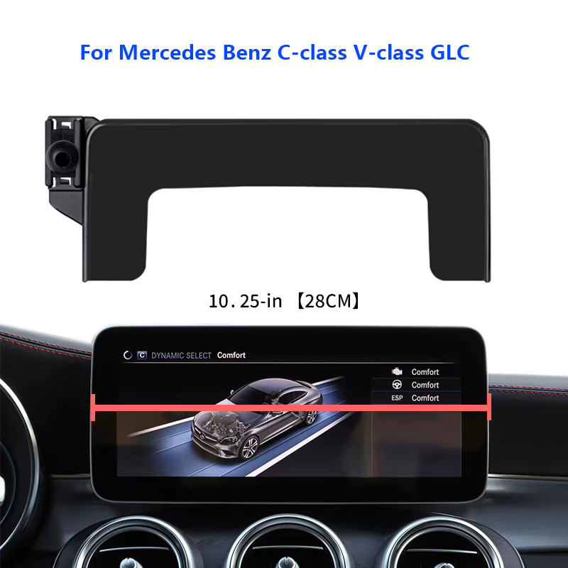AULIGUS Handyhalterung für Mercedes-Benz C-Klasse, GLC und V-Klasse in Schwarz für LHD Infotainment Bildschirme - Bild 3