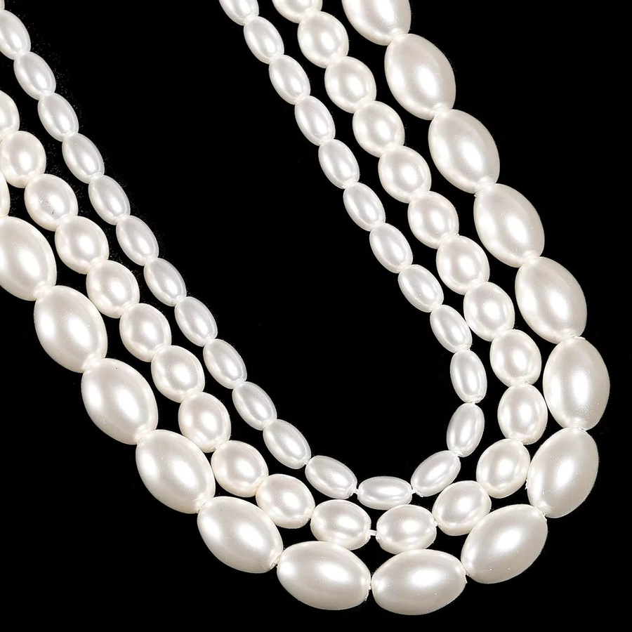 Perlen Charms, Glas, Oval, Weiß, Handarbeit - Bild 4