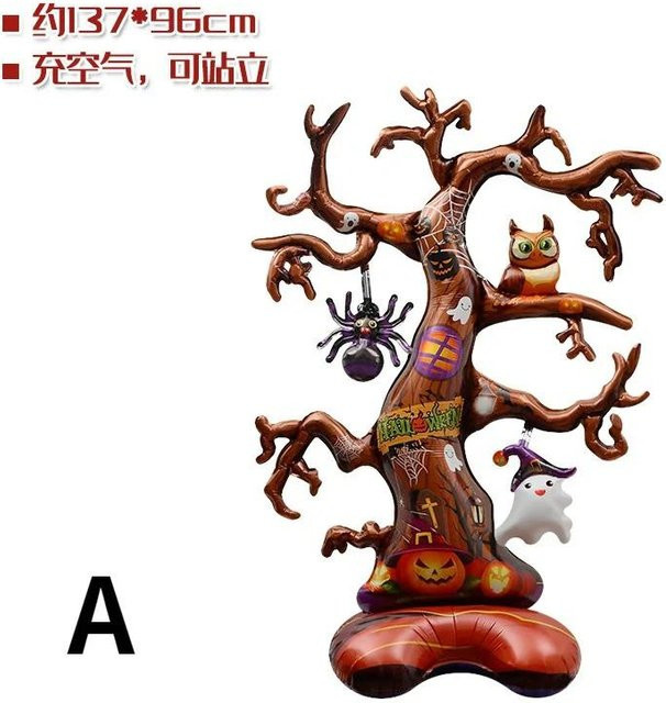 Aufblasbare Halloween Dekoration in Braun mit Geisterbaum, Kürbis, Hexe, Spinne, Fledermaus und Mumie für deine Party - Bild 1
