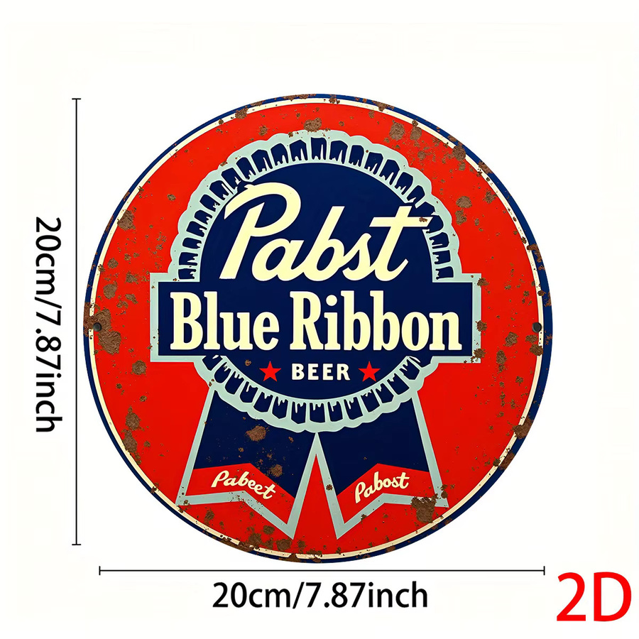 Rundes Holzschild Pabst Bier Vintage Wanddekoration mit Grafik in Rot - Bild 3
