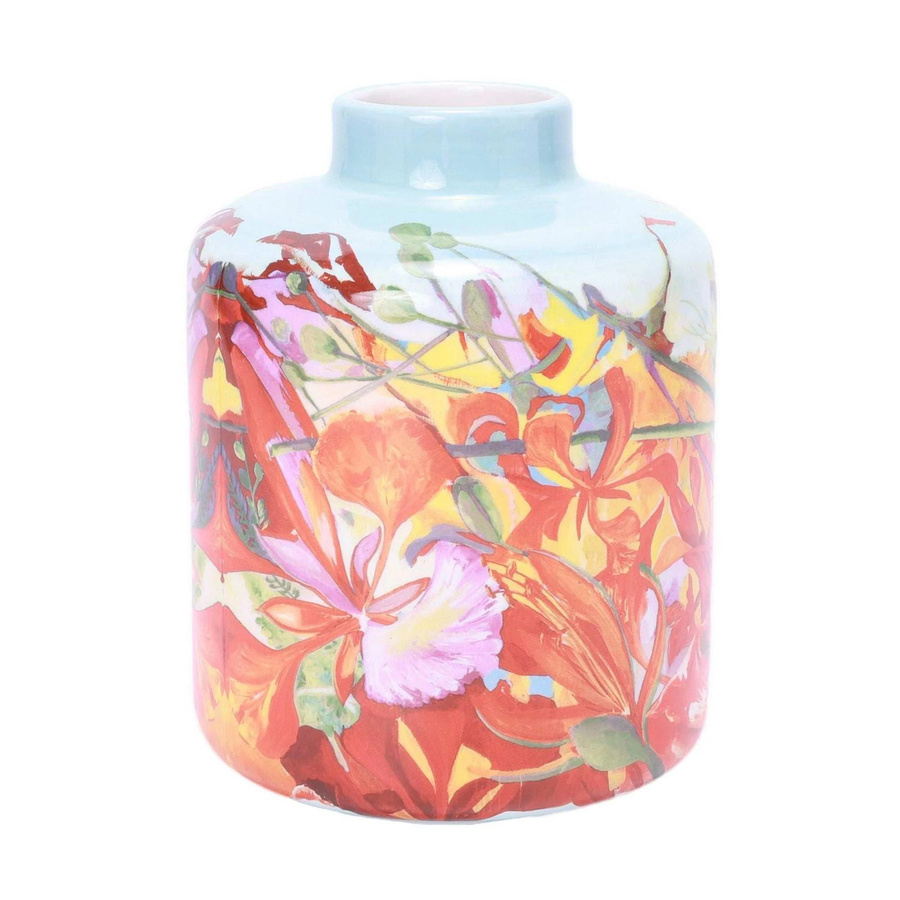 House of Nature Vase Francis Sling Caribbean Bloom in Multicolour mit Blumenmuster aus Steingut, Höhe: 25 cm - Bild 1