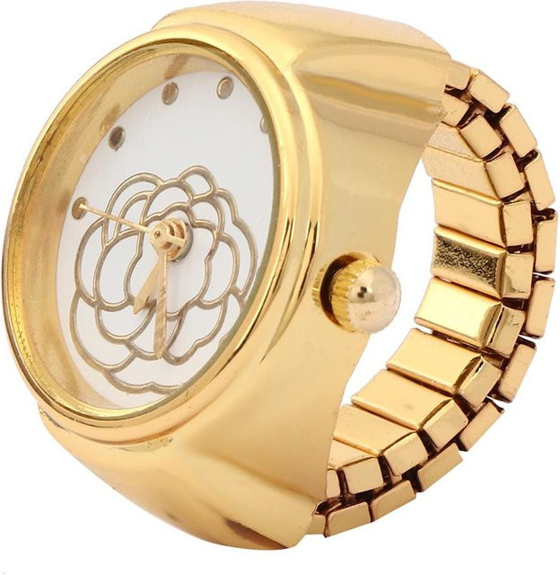 TOMTOP JMS Fingerringuhr, Quarz, Gold, Damen, rundes Zifferblatt - Bild 1
