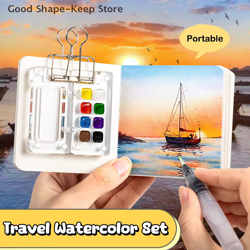 Mini Pocket Künstler Aquarell Farbpalette aus Kunststoff für unterwegs - Bild 1