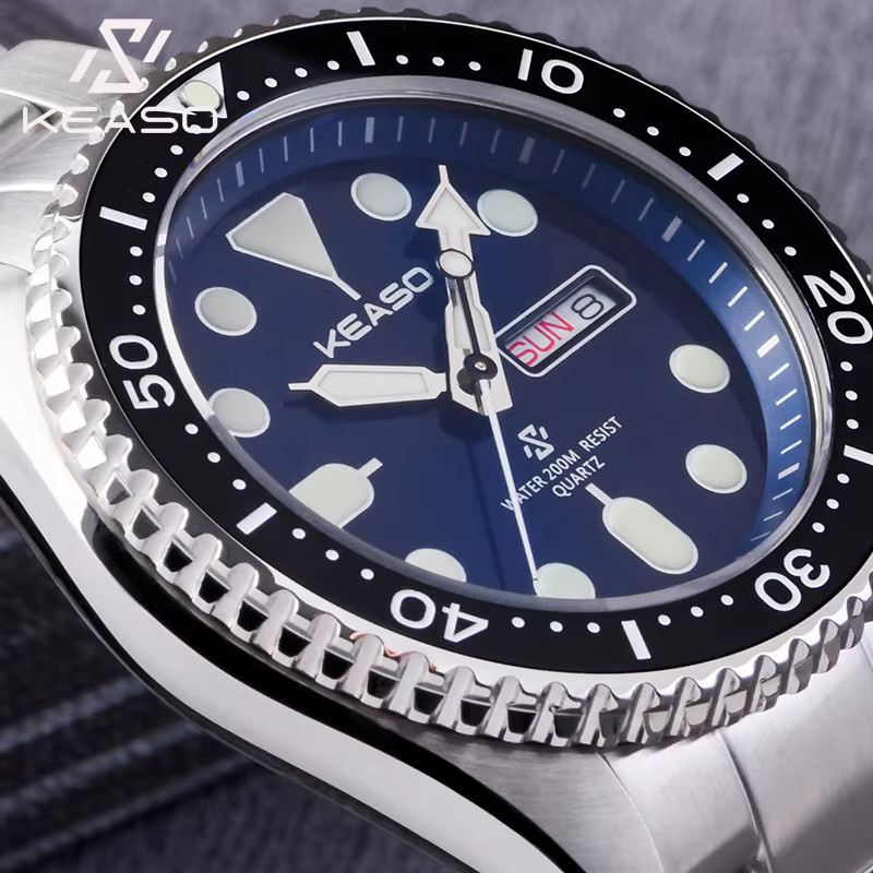 KEASO Armbanduhr, Quarz, Edelstahl, Blau, Saphirglas, Herren - Bild 3