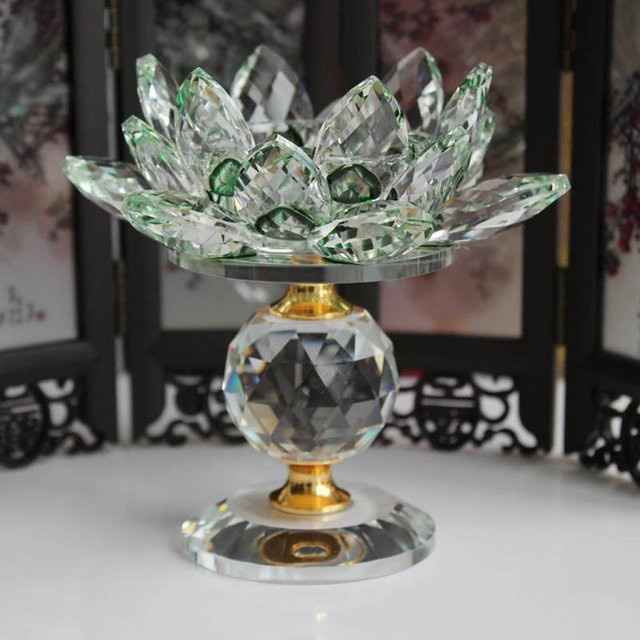 Kristall Lotusblume Kerzenhalter für Teelicht in Weiß und Grün für dein Feng Shui Home Decor - Bild 1