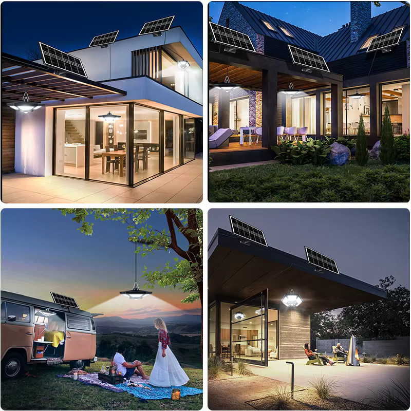 AMARYLLIS Solar-Pendelleuchte mit 180 LED, Schwarz, mit Fernbedienung und Bewegungssensor für Garten und Terrasse - Bild 6