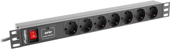 Lanberg PDU Steckdosenleiste 1U mit 7x Schuko C14 in Schwarz (PDU-07F-0200-IEC-BK) - Bild 1