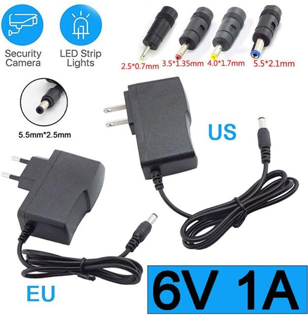QH1 Netzteil Ladegerät Adapter Konverter DC 6V 1A AC 100-240V mit US Plug schwarz - Bild 1