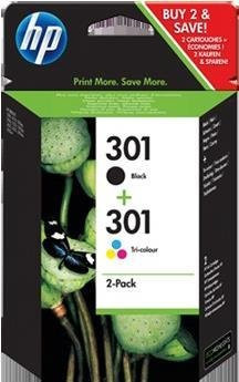 HP 301 Original Tintenpatronen Kombi-Pack N9J72AE Schwarz und Farbe (Cyan, Magenta, Gelb) - Bild 4