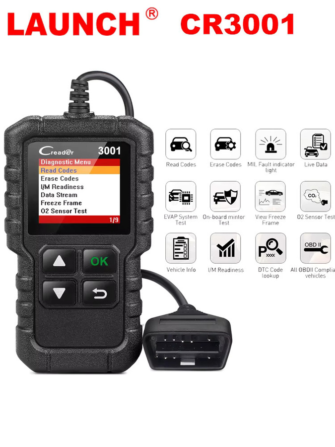 LAUNCH CR3001 OBD2-Codeleser Auto-Diagnosetool mit I/M-Motorbatterietester in Schwarz - Bild 6