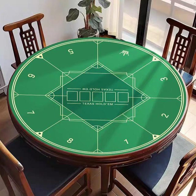 Runde Poker-Tischdecke von HomeHarmony aus grünem Kristall-Samt, fleckenresistent und rutschfest, Durchmesser: 100 cm - Bild 1
