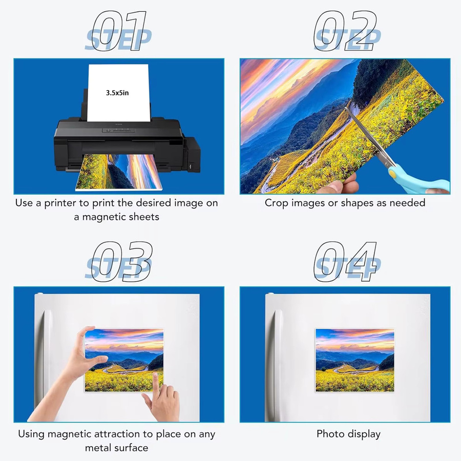 ESHANG Magnetfolien zum Bedrucken, 10 Stück, matt, weiß, flexibles Magnetpapier für Tintenstrahldrucker zur Erstellung von Fotomagneten und Karten - Bild 3