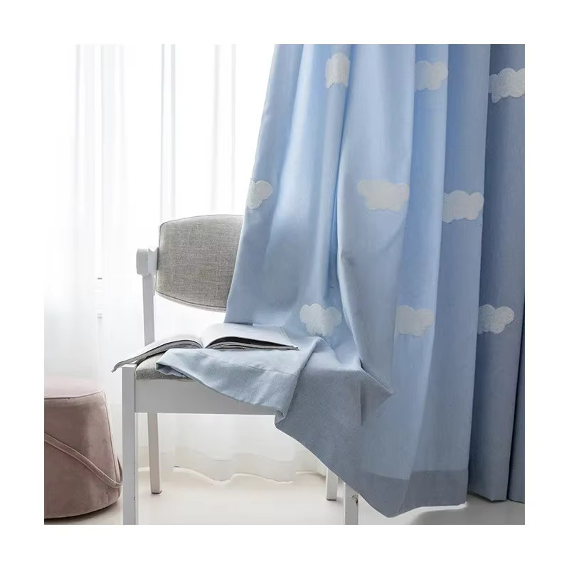 WPKIRA Verdunkelungsvorhang für Kinder mit 3D-Wolken-Motiv in Blau - Bild 3