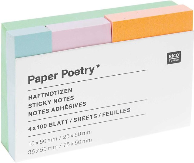 Rico Design Paper Poetry Haftnotizen in Pastellfarben mit 4 x 100 Blatt - Bild 1