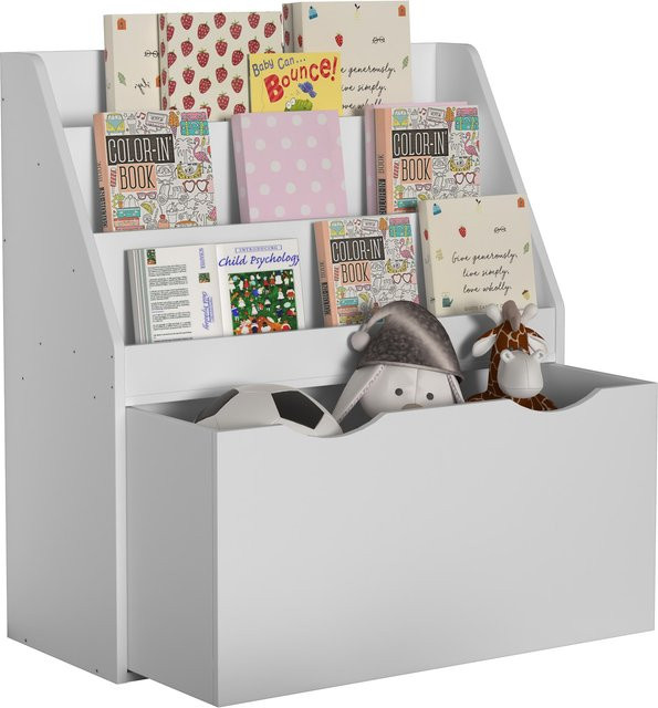 VCM Besira L Holzregal mit Rollenschublade für Kinder in Weiß, H x B x T: 80 x 73 x 30 cm - Bild 1