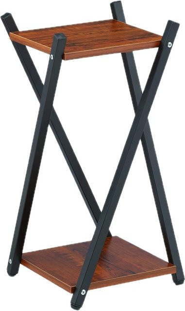 Relaxdays Blumenständer aus Stahl und MDF in Dunkelbraun und Schwarz, 2 Ebenen, verstellbar, H x B x T: 57 x 29 x 29 cm - Bild 1