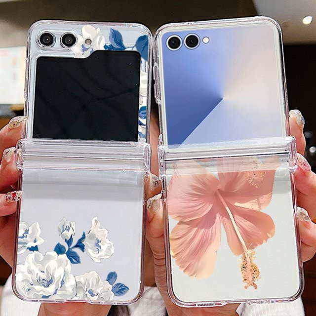 MOESOE Schutzhülle mit Blumenmuster für Samsung Galaxy Z Flip6 und Z Flip5 in Transparent - Bild 1