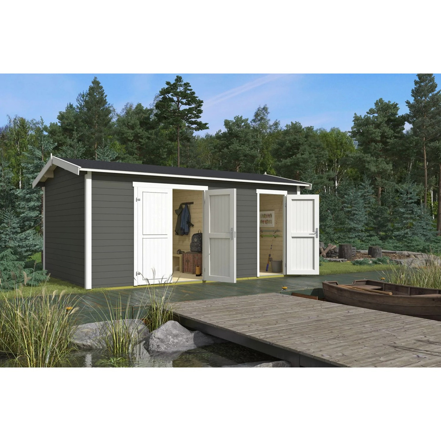 Lasita Gartenhaus Tuvalu XL mit Satteldach in Grüngrau lasiert, B/H/T: 540 x 250,8 x 331,2 cm - Bild 3