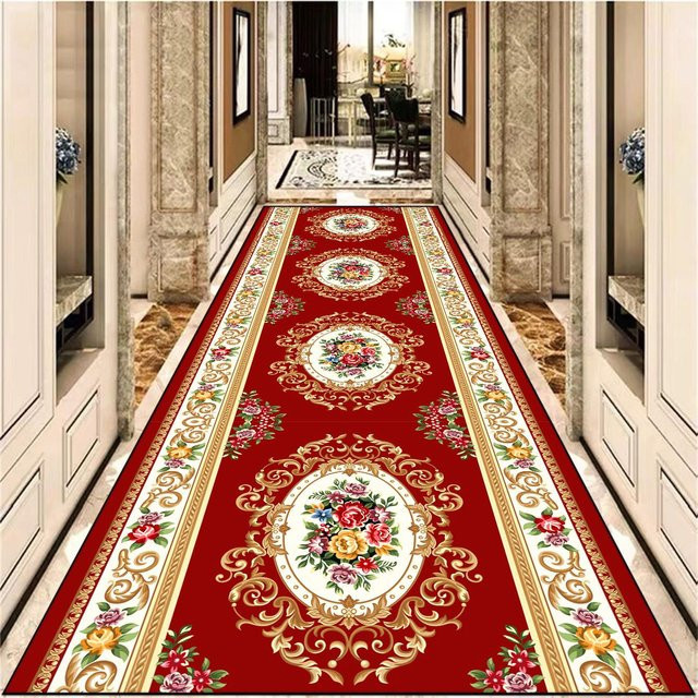 Karpetti Flurteppich mit floralem Orient-Design, rot, rutschfest und waschbar, B/T: 60 x 300 cm - Bild 1