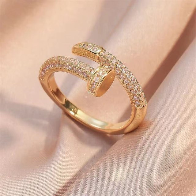 zjy8 Ring Messing, Zirkonia, Punk, Damen, beige - Bild 1