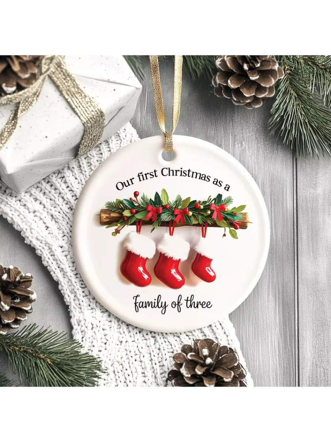 DUTRIEUX Keramik-Weihnachtsornament Familie von drei 2025 in Weiß zum Aufhängen für den Weihnachtsbaum - Bild 5