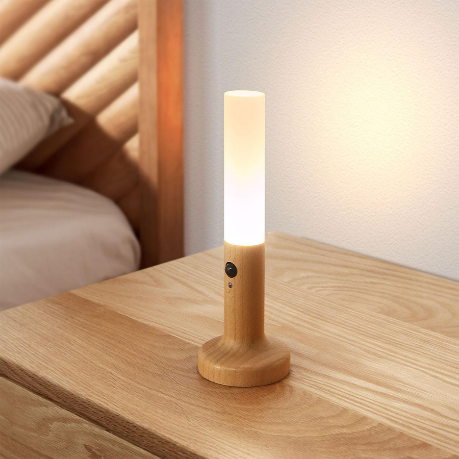 TOMTOP JMS Smart Motion Sensor Nachtlicht aus Massivholz mit wiederaufladbarem LED-Akku, Farbe: Braun/Weiß - Bild 4
