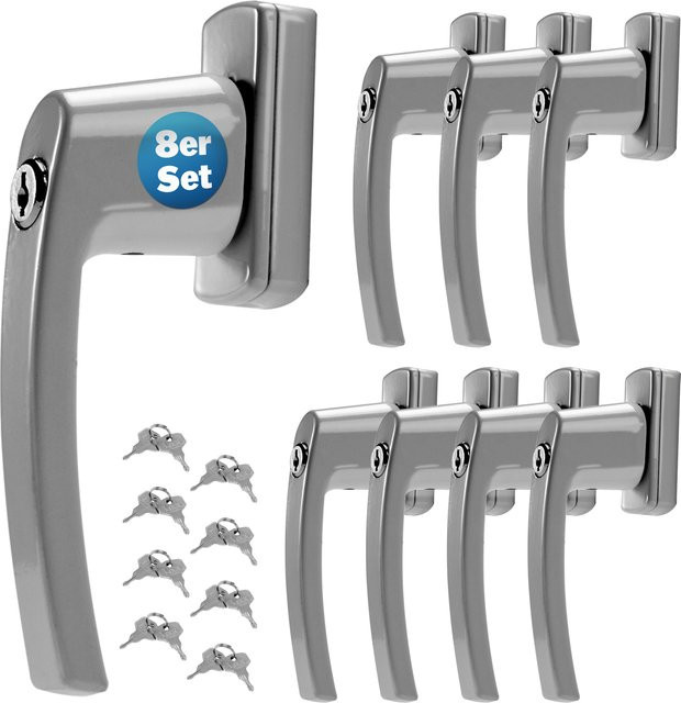Monzana Fenstergriff 8er-Set abschließbar in Silber aus Stahl - Bild 1