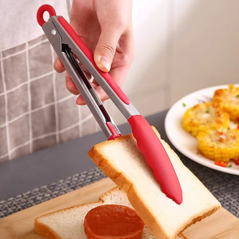 YOCITY Silikon-Lebensmittelzange aus Edelstahl in Pink, multifunktionale Antihaft-Grillzange für Küche und Grill - Bild 3