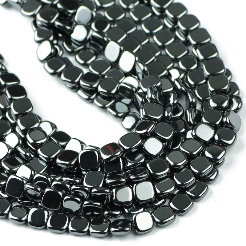 JHNBY Spacer Charm, Hämatit Naturstein, schwarz, quadratisch, Unisex - Bild 2