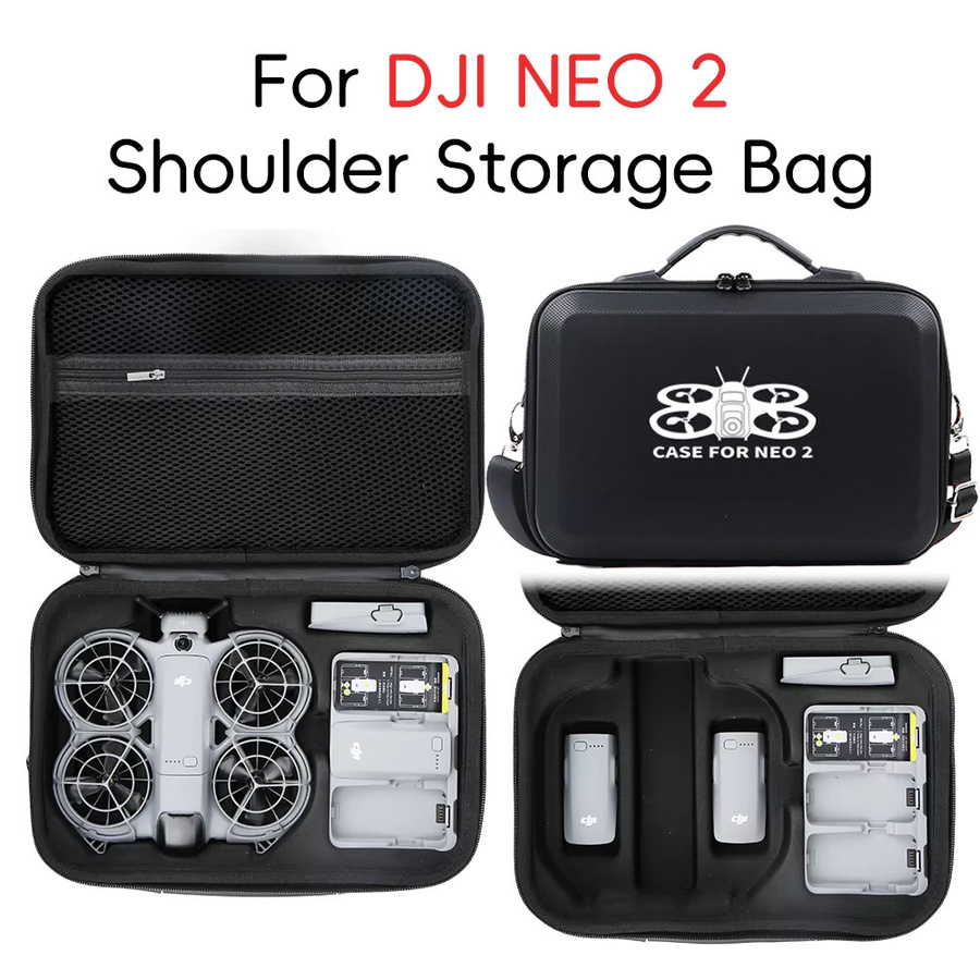 SZKOSTON Tragbare Kameratasche für DJI NEO 2 RC N3 Drohne, Schultertasche und Rucksack für Zubehör, Schwarz - Bild 3