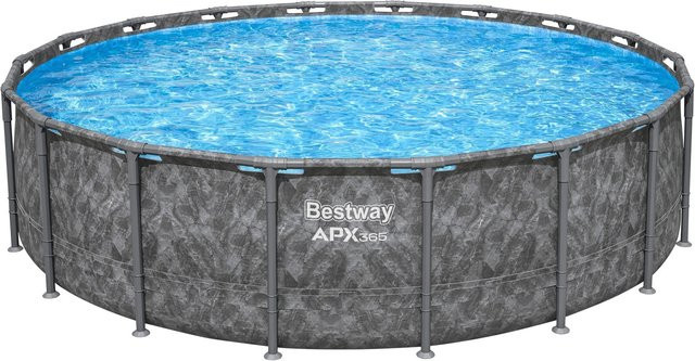 Bestway APX365 Frame Pool Set mit Sandfilteranlage, rund, Farbe: Grau/Marmor, Durchmesser: 549 cm, Höhe: 132 cm - Bild 4