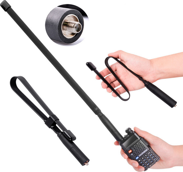 Baofeng Long Range Dualband Walkie-Talkie-Antenne UV-5R 9R 6R UV82 CS Taktische faltbare Antenne in Schwarz - Bild 1
