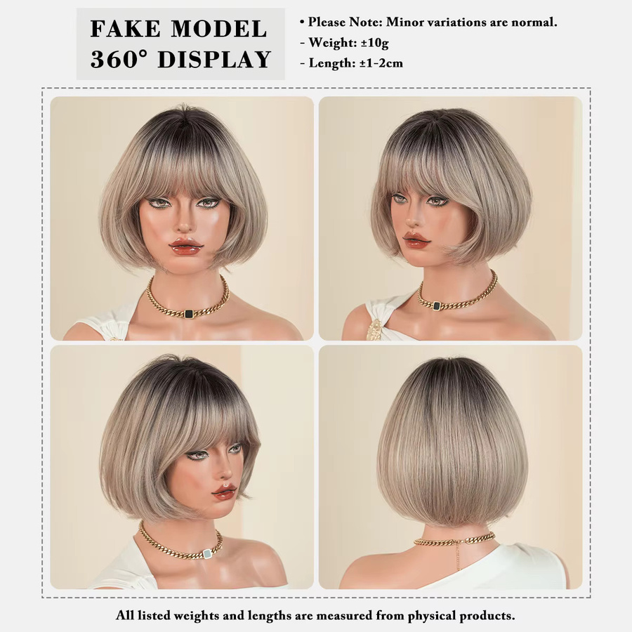 7JHH WIGS Perücke, blonde Bob-Perücke für Damen, synthetisch, aschgold - Bild 3