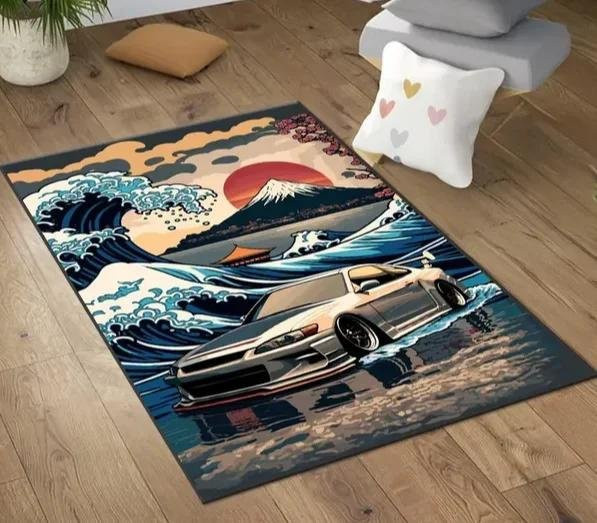 Lodestar Rennwagen Teppich mit Sportwagen-Motiv, Mehrfarbig, B/T: 80 x 50 cm - Bild 1