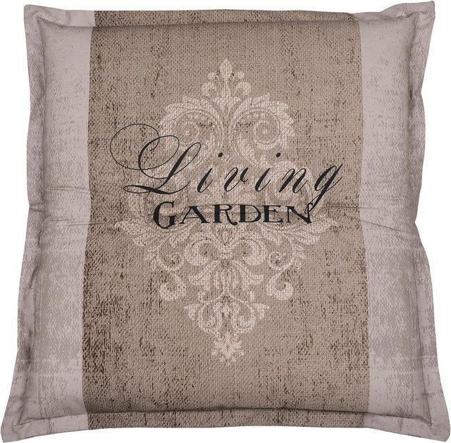 GO-DE TEXTIL Gartenauflage Living Garden Hocker-Auflage aus Polyester in Beige, gesteppt - Bild 1