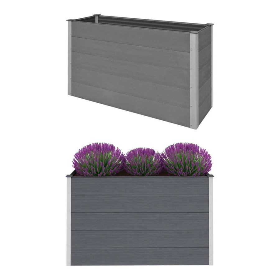 furnicato Garten-Hochbeet aus WPC in Grau, B/T/H: 150 x 50 x 91 cm - Bild 2