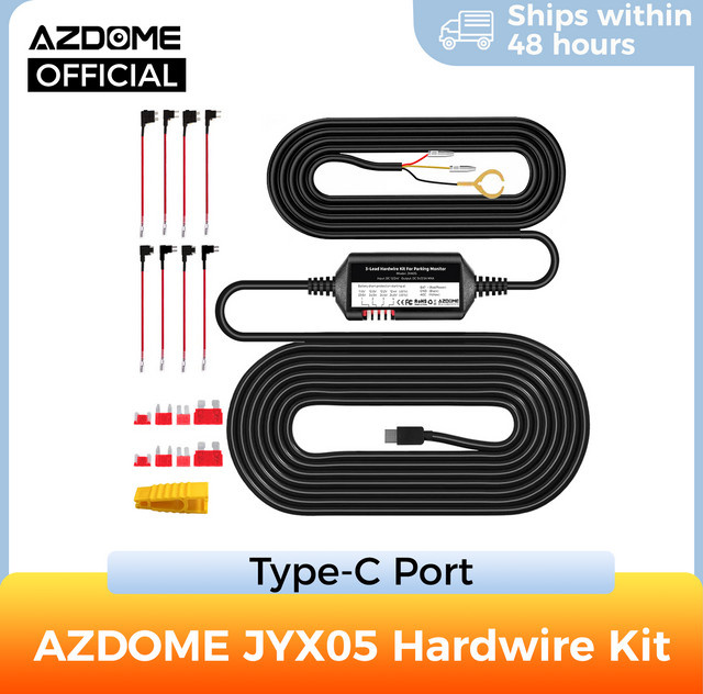 Azdome JYX05 Hardwire-Kit für Dashcams mit USB-C-Anschluss, Low-Voltage-Schutz, Schwarz - Bild 1