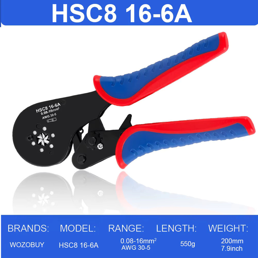 Wozobuy Sechskant-Crimpwerkzeug Ferrulen-Crimper für Aderendhülsen und Kabelschuhe 0,08-16mm² / AWG28-5 - Bild 6