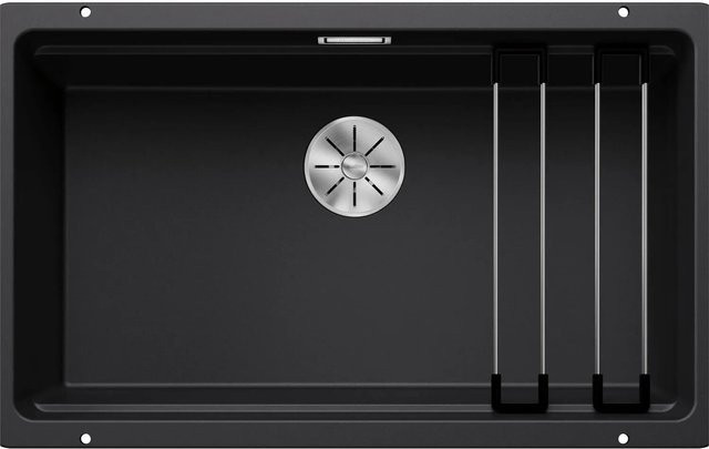 Blanco Etagon 700-U Unterbauspüle aus Granit in Schwarz mit Überlauf und Ablaufsystem, B/T/H: 73,0 x 46,0 x 20,0 cm - Bild 1