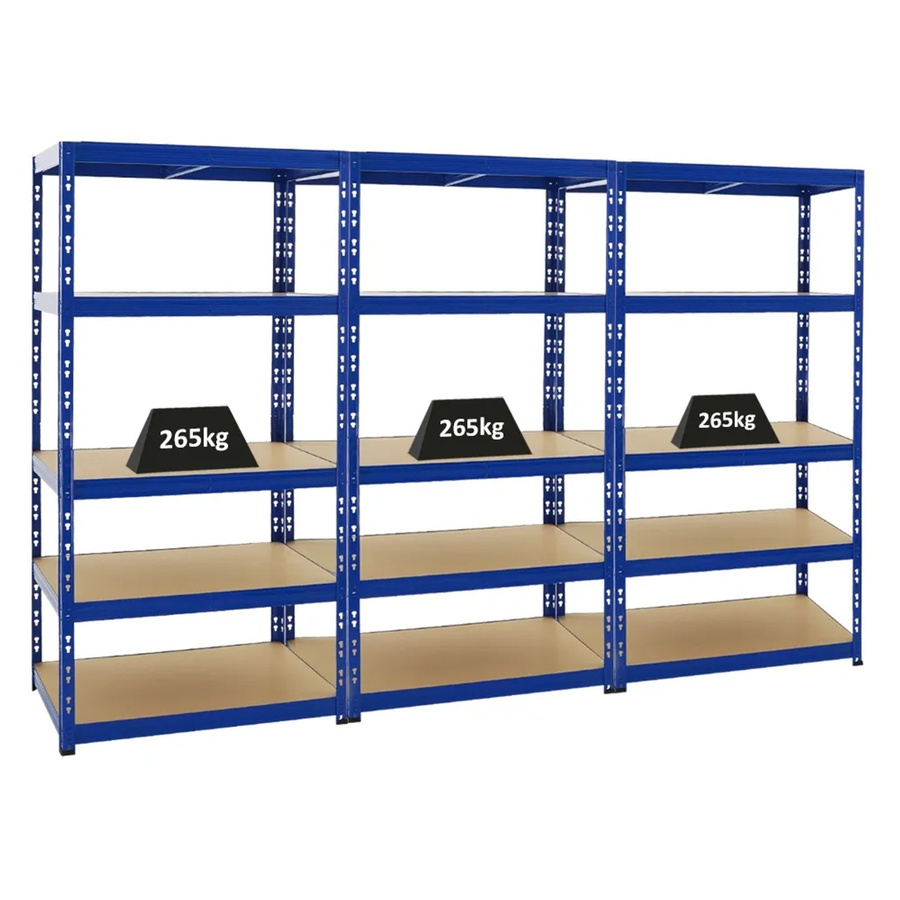 3er Set PROREGAL Tiger Schwerlastregal mit 5 Ebenen, Blau, H x B x T: 180 x 90 x 60 cm - Bild 2